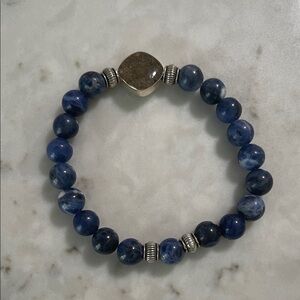 Elegant Blue and Silver Beaded Bracelet